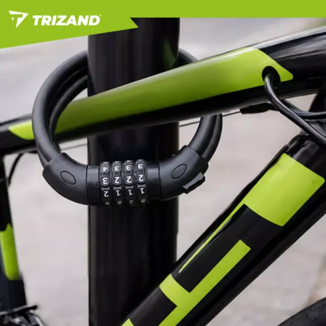 Trizand Zwart fietsslot 120 cm met cijferslot en dikke kabel 13,5 mm