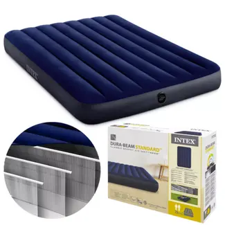 Intex Blauw luchtbed 137 x 191 x 25 cm met zachte toplaag en stevige constructie