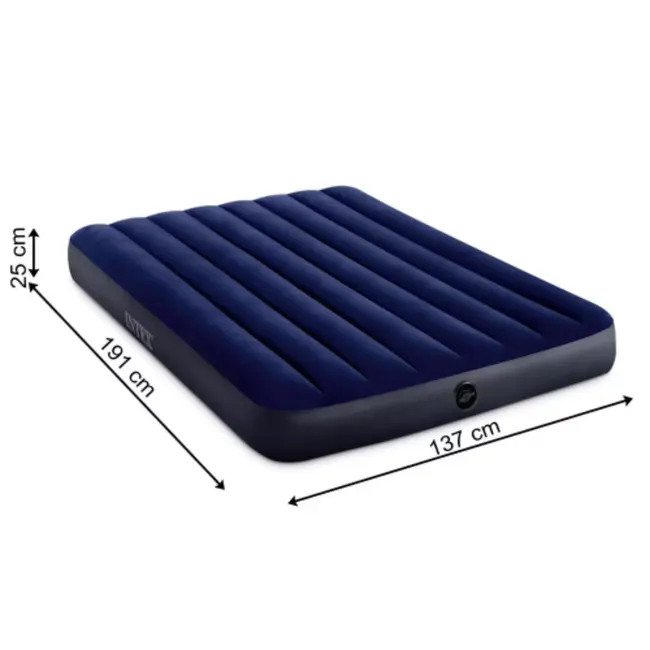 Intex Blauw luchtbed 137 x 191 x 25 cm met zachte toplaag en stevige constructie