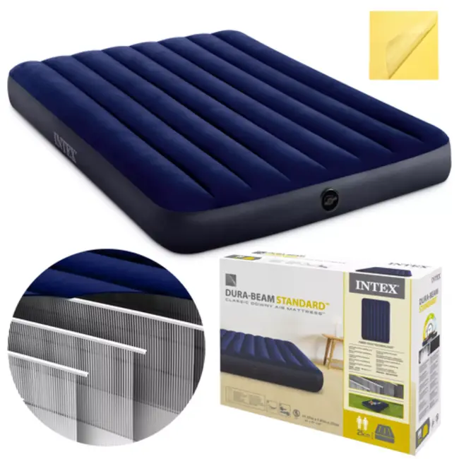 Intex Blauw luchtbed 137 x 191 x 25 cm met zachte toplaag en stevige constructie