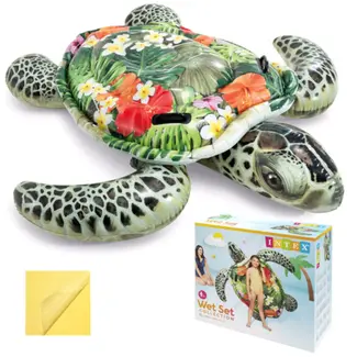 Intex opblaasbare schildpad zwemband 191 x 170 cm voor kinderen met stevige handgrepen en stabiel ontwerp voor zwembad of meer