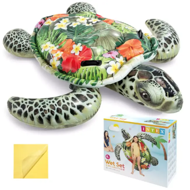 Intex opblaasbare schildpad zwemband 191 x 170 cm voor kinderen met stevige handgrepen en stabiel ontwerp voor zwembad of meer