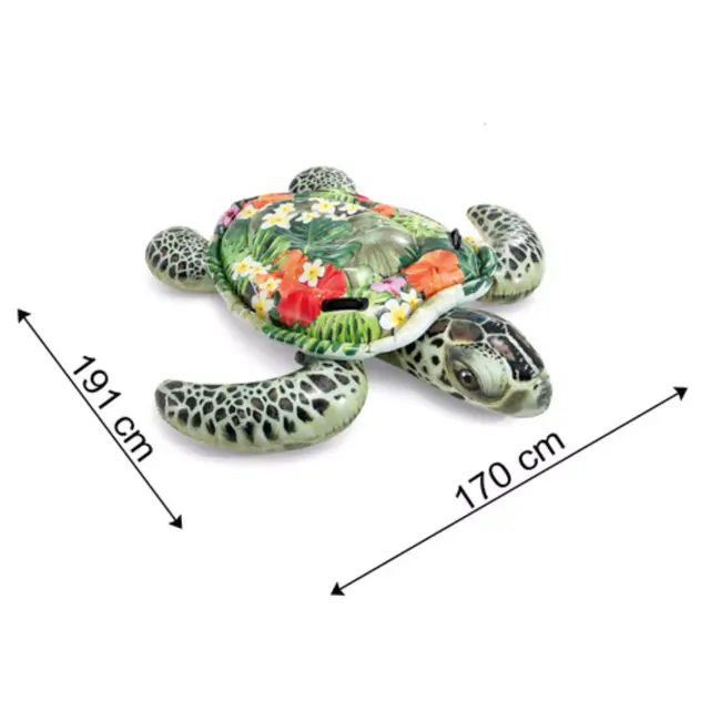 Intex opblaasbare schildpad zwemband 191 x 170 cm voor kinderen met stevige handgrepen en stabiel ontwerp voor zwembad of meer