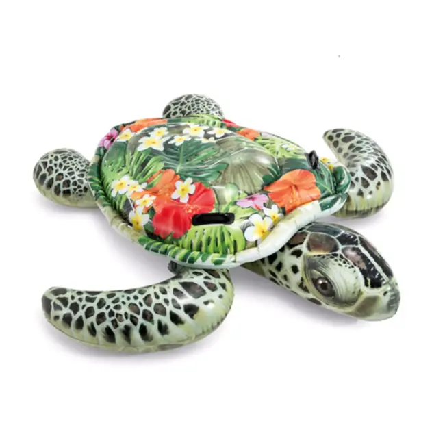 Intex opblaasbare schildpad zwemband 191 x 170 cm voor kinderen met stevige handgrepen en stabiel ontwerp voor zwembad of meer