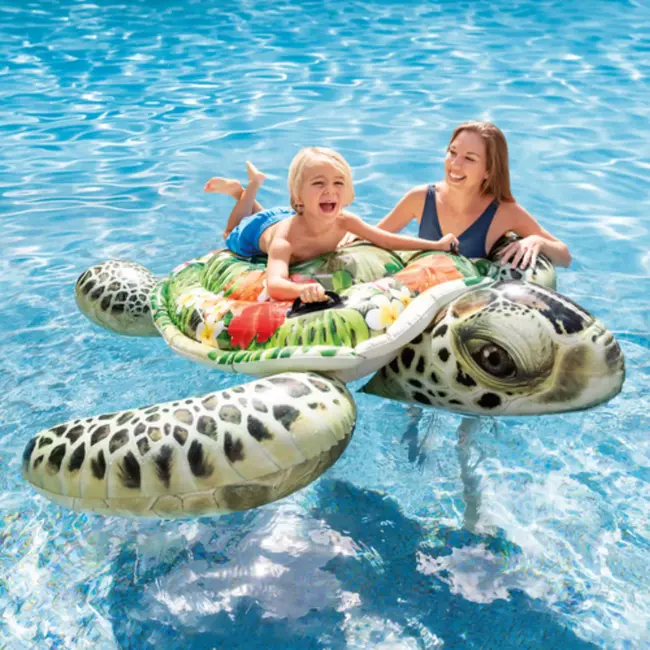Intex opblaasbare schildpad zwemband 191 x 170 cm voor kinderen met stevige handgrepen en stabiel ontwerp voor zwembad of meer