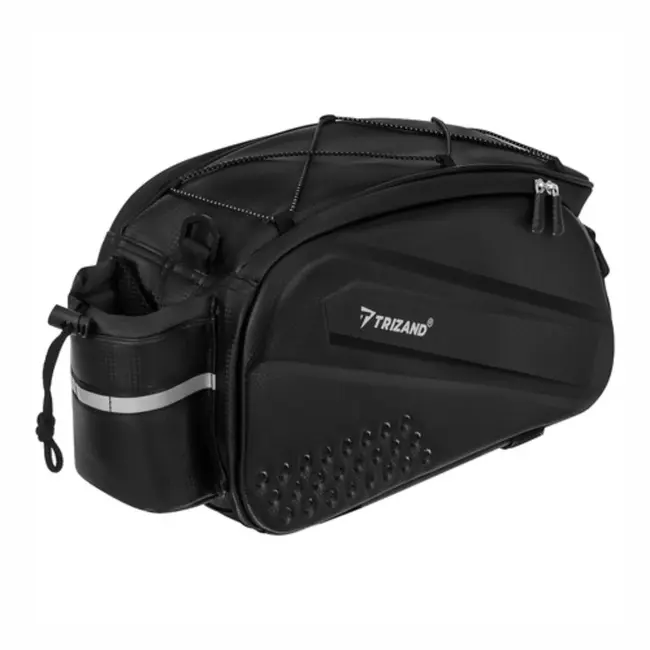 Trizand Zwarte fietstas 39 x 20 x 15 cm voor bagagedrager met 10 l inhoud en waterbestendig ontwerp