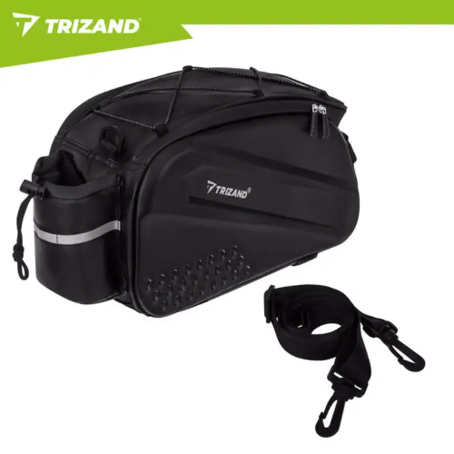 Trizand Zwarte fietstas 39 x 20 x 15 cm voor bagagedrager met 10 l inhoud en waterbestendig ontwerp