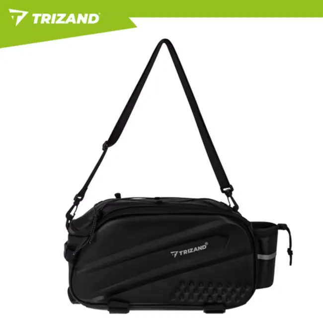 Trizand Zwarte fietstas 39 x 20 x 15 cm voor bagagedrager met 10 l inhoud en waterbestendig ontwerp