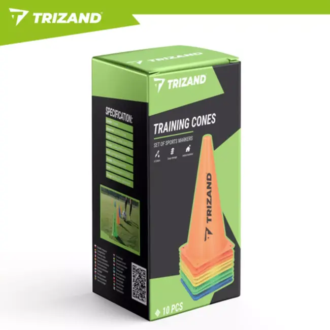 Trizand Kleurrijke trainingspionnen 23,5 cm set van 10 voor sport en oefeningen