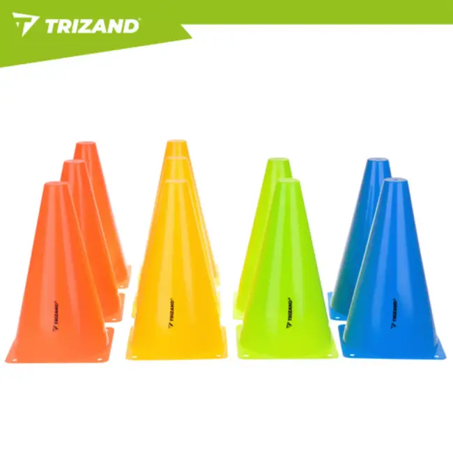 Trizand Kleurrijke trainingspionnen 23,5 cm set van 10 voor sport en oefeningen