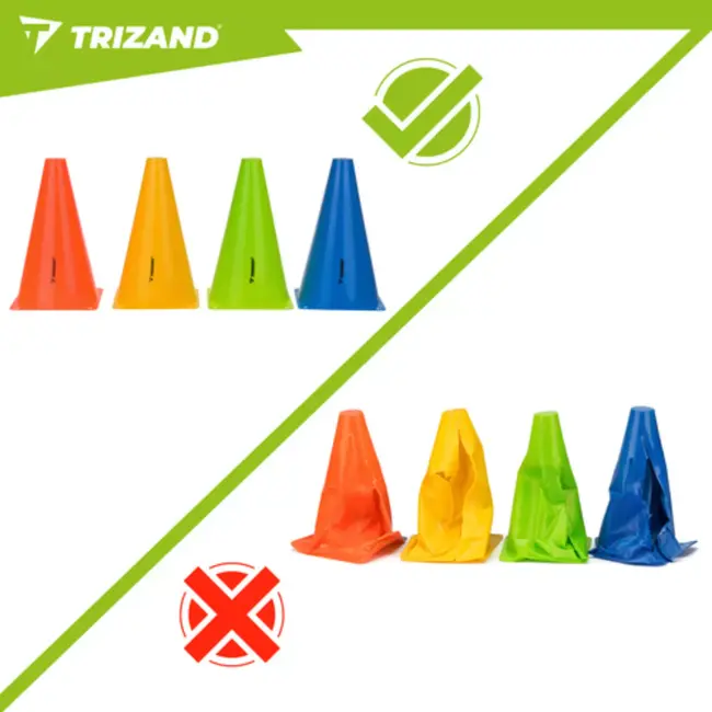 Trizand Kleurrijke trainingspionnen 23,5 cm set van 10 voor sport en oefeningen