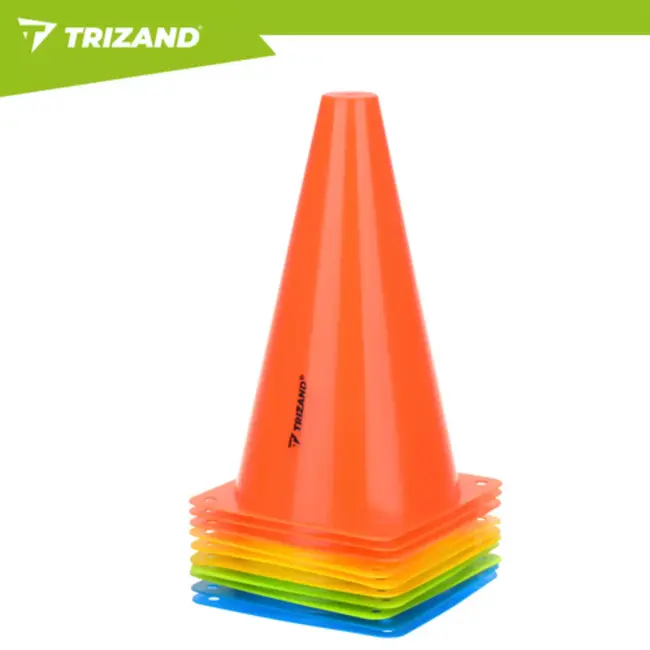 Trizand Kleurrijke trainingspionnen 23,5 cm set van 10 voor sport en oefeningen