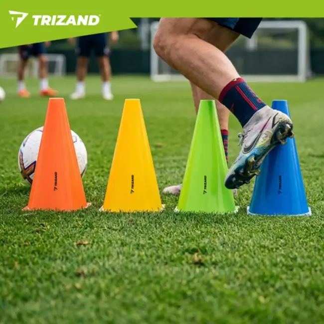 Trizand Kleurrijke trainingspionnen 23,5 cm set van 10 voor sport en oefeningen