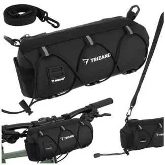 Trizand fietstas voor stuur 1,5 l in zwart met compacte vorm, ritssluiting, reflecterende details en schouderriem voor dagelijks gebruik