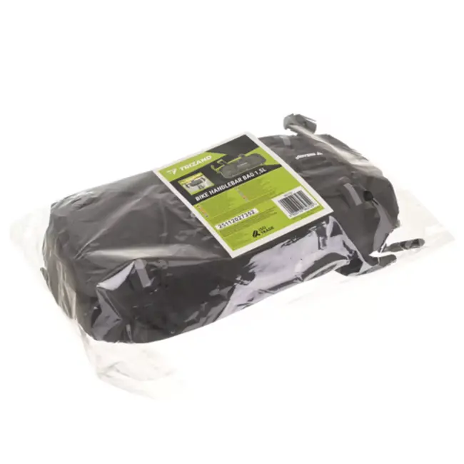 Trizand fietstas voor stuur 1,5 l in zwart met compacte vorm, ritssluiting, reflecterende details en schouderriem voor dagelijks gebruik