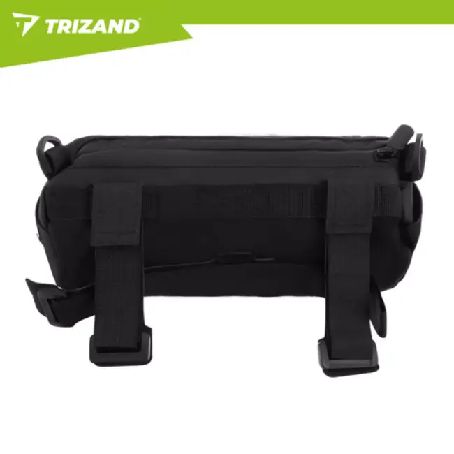 Trizand fietstas voor stuur 1,5 l in zwart met compacte vorm, ritssluiting, reflecterende details en schouderriem voor dagelijks gebruik