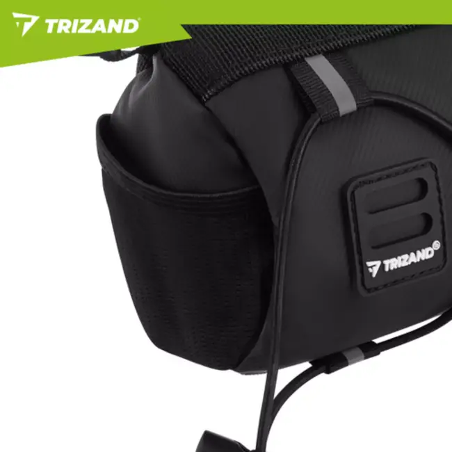 Trizand fietstas voor stuur 1,5 l in zwart met compacte vorm, ritssluiting, reflecterende details en schouderriem voor dagelijks gebruik