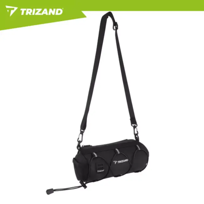 Trizand fietstas voor stuur 1,5 l in zwart met compacte vorm, ritssluiting, reflecterende details en schouderriem voor dagelijks gebruik