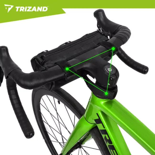 Trizand fietstas voor stuur 1,5 l in zwart met compacte vorm, ritssluiting, reflecterende details en schouderriem voor dagelijks gebruik