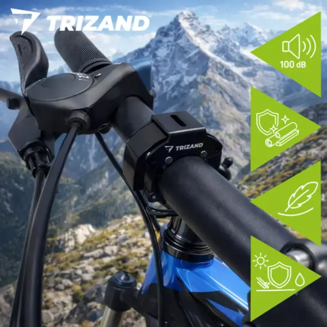 Trizand Zwarte Compacte fietsbel met krachtig geluid tot 100 dB voor veilig fietsen