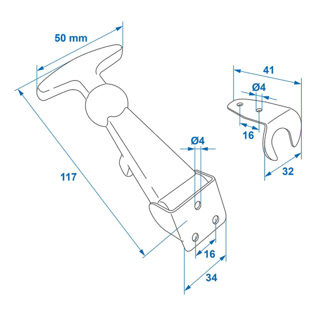 ProPlus Motorkaptrekker - Inclusief borgplaatje - Staal - 120 x 60 mm - Zwart