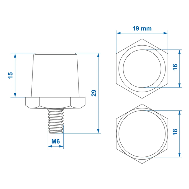 ProPlus Schroefbare Accupolen – Messing M6 Set (Plus en Min)