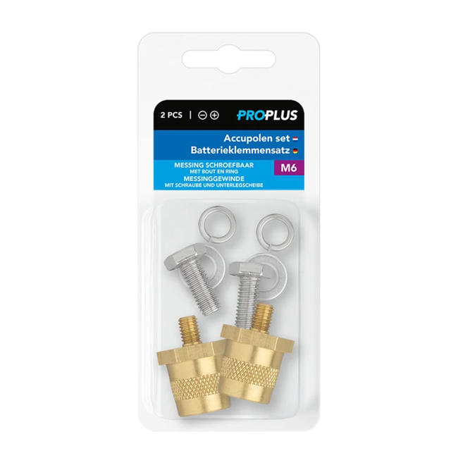 ProPlus Accupool Set M6 – Sterke Messing Accupolen met Schroef en Ring