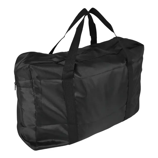 Benson Zwarte opvouwbare weekendtas met ritssluiting en band voor rolkoffer 48 x 34 x 13 cm