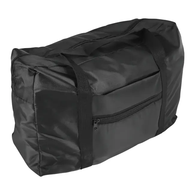 Benson Zwarte opvouwbare weekendtas met ritssluiting en band voor rolkoffer 48 x 34 x 13 cm