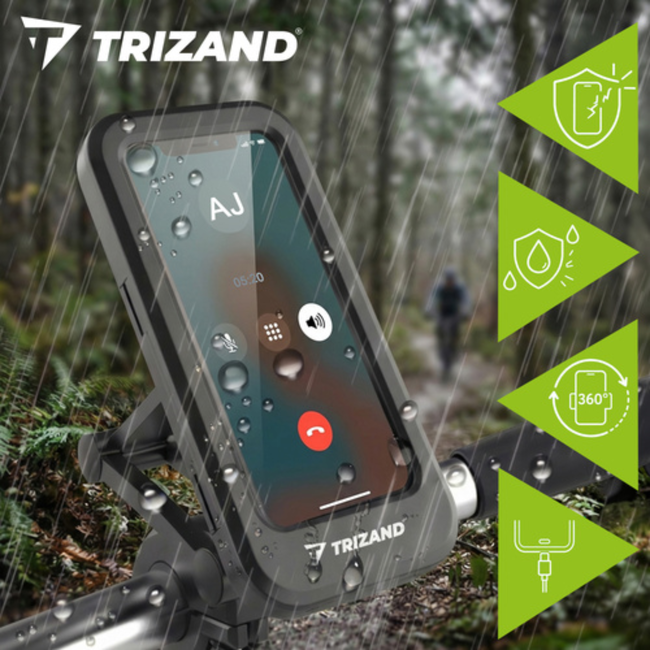 Trizand Waterdichte fietstelefoonhouder met 360° draaiing voor telefoons tot 6.9 inch