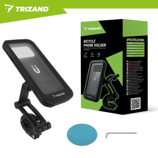 Trizand Waterdichte fietstelefoonhouder met 360° draaiing voor telefoons tot 6.9 inch