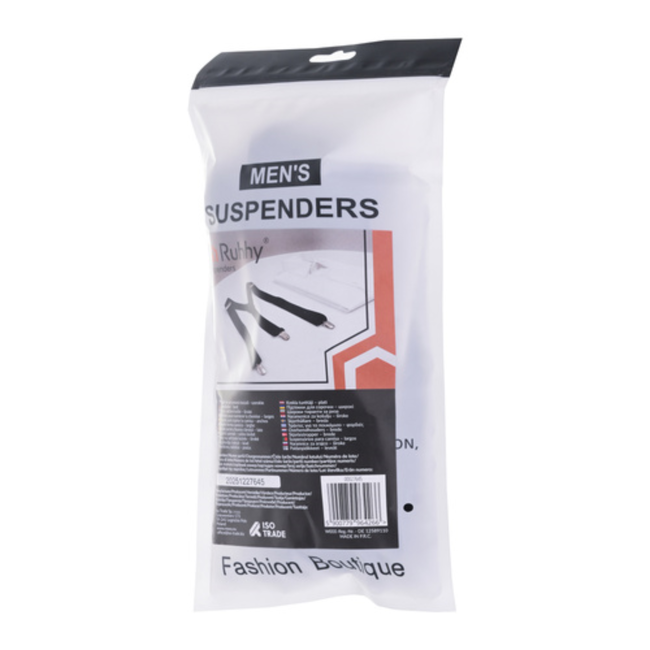 Ruhhy Zwarte herenbretels 3,5 cm breed met Y-vorm en metalen clips