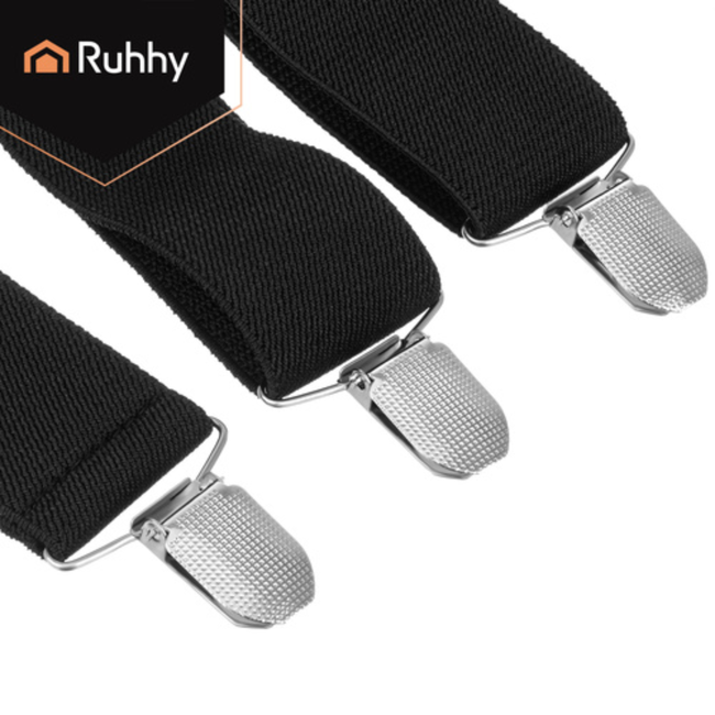 Ruhhy Zwarte herenbretels 3,5 cm breed met Y-vorm en metalen clips