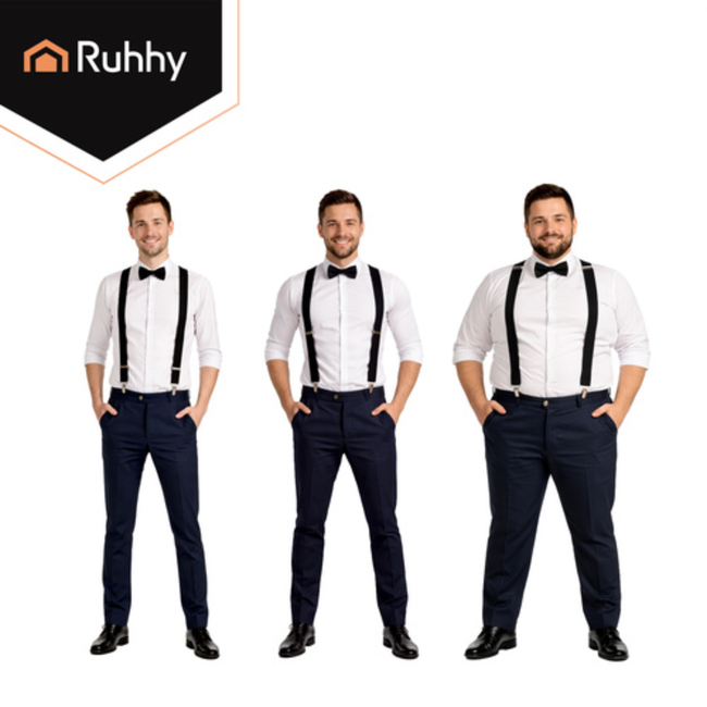 Ruhhy Zwarte herenbretels 3,5 cm breed met Y-vorm en metalen clips