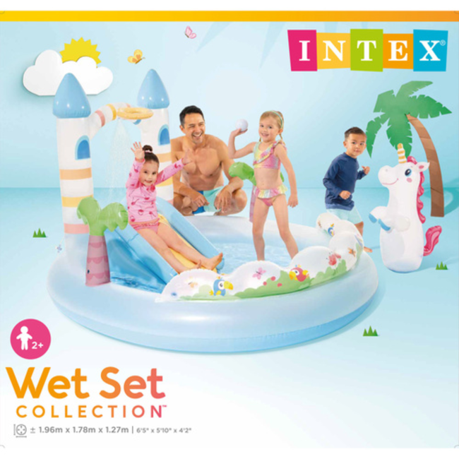 Intex Water speelcentrum met glijbaan, sproeier en eenhoorn voor kinderen vanaf 2 jaar