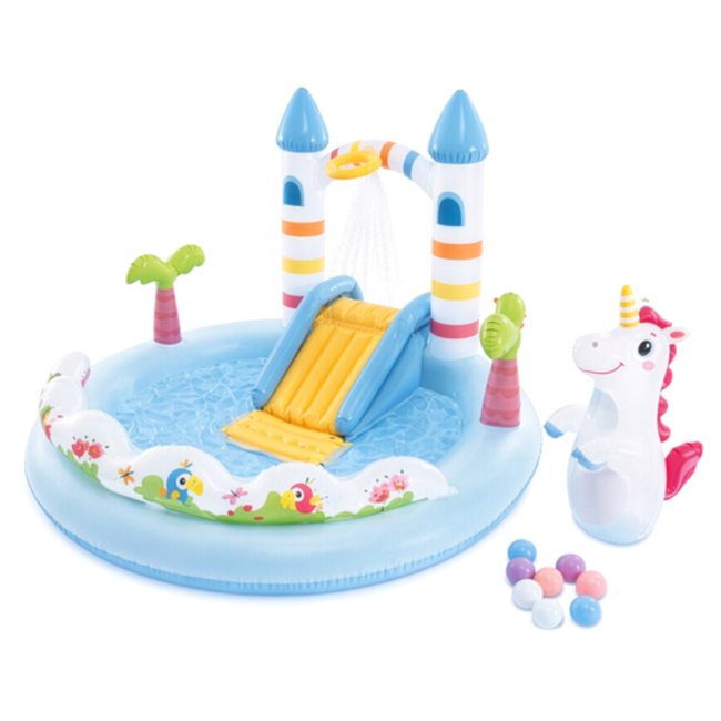 Intex Water speelcentrum met glijbaan, sproeier en eenhoorn voor kinderen vanaf 2 jaar