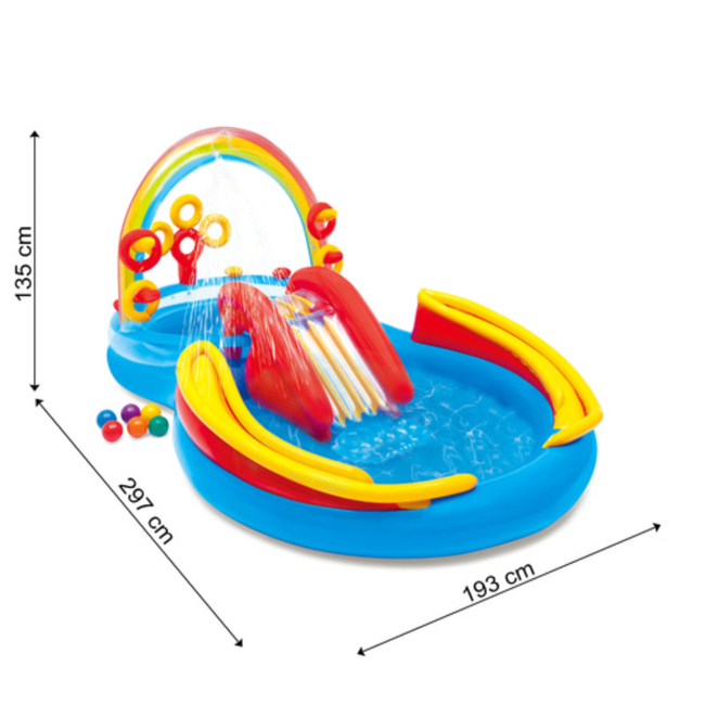 Intex Water speelcentrum met regenboog, glijbaan en spelaccessoires voor kinderen vanaf 2 jaar