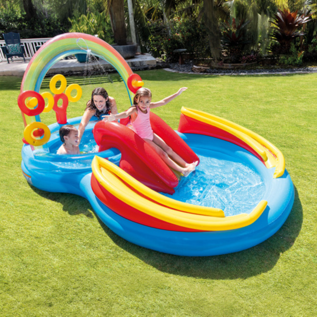 Intex Water speelcentrum met regenboog, glijbaan en spelaccessoires voor kinderen vanaf 2 jaar