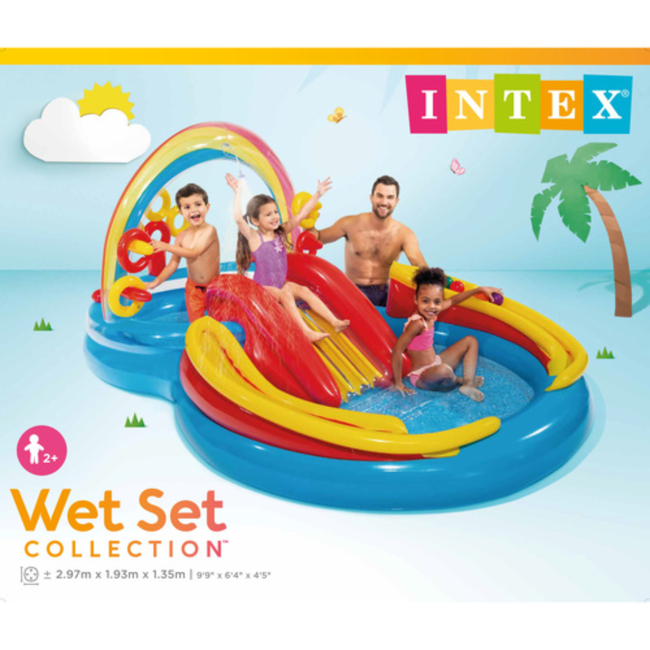Intex Water speelcentrum met regenboog, glijbaan en spelaccessoires voor kinderen vanaf 2 jaar
