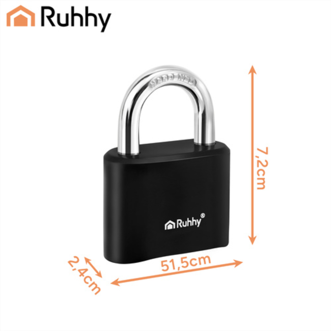 Ruhhy Stalen combinatieslot 50 mm met 4-cijferige code en geharde beugel voor dagelijks gebruik