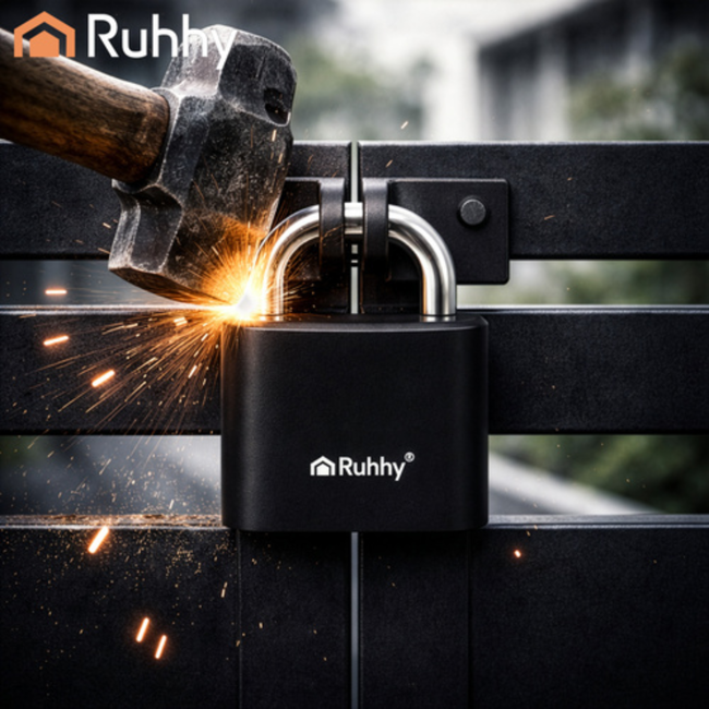 Ruhhy Stalen combinatieslot 50 mm met 4-cijferige code en geharde beugel voor dagelijks gebruik