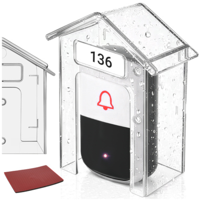 Ruhhy Transparante deurbel beschermkap 9,5 x 4,3 x 9,9 cm voor buiten en alle weersomstandigheden