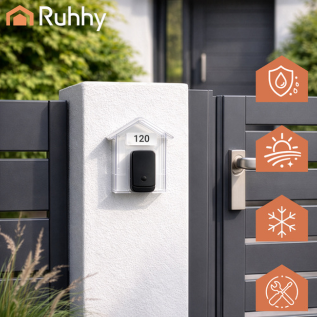 Ruhhy Transparante deurbel beschermkap 9,5 x 4,3 x 9,9 cm voor buiten en alle weersomstandigheden