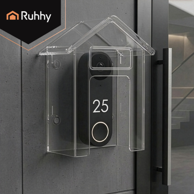 Ruhhy Transparante deurbel beschermkap 9,5 x 4,3 x 9,9 cm voor buiten en alle weersomstandigheden