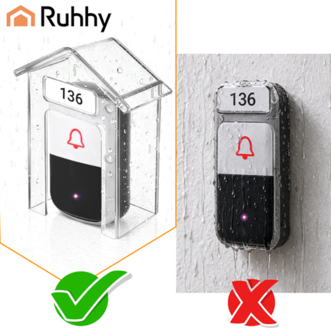 Ruhhy Transparante deurbel beschermkap 9,5 x 4,3 x 9,9 cm voor buiten en alle weersomstandigheden