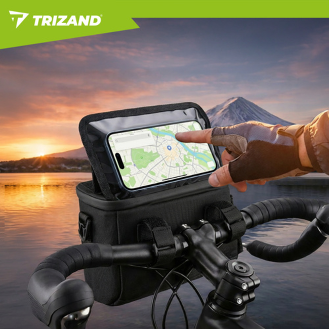 Trizand Waterbestendige stuurtas met telefoonhouder en transparant venster voor navigatie tijdens het fietsen
