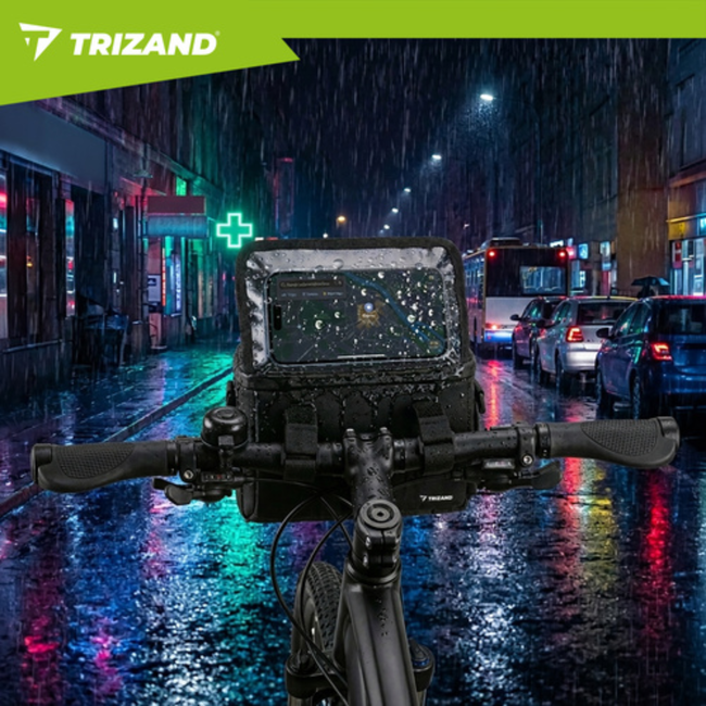 Trizand Waterbestendige stuurtas met telefoonhouder en transparant venster voor navigatie tijdens het fietsen