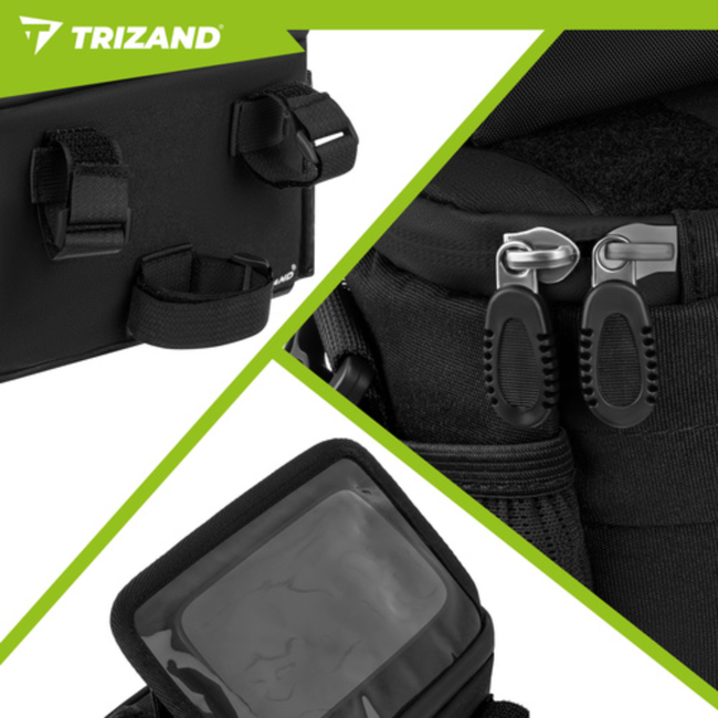 Trizand Waterbestendige stuurtas met telefoonhouder en transparant venster voor navigatie tijdens het fietsen