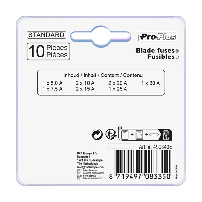 ProPlus Steekzekeringen set - assorti - 10-delig - diverse ampères