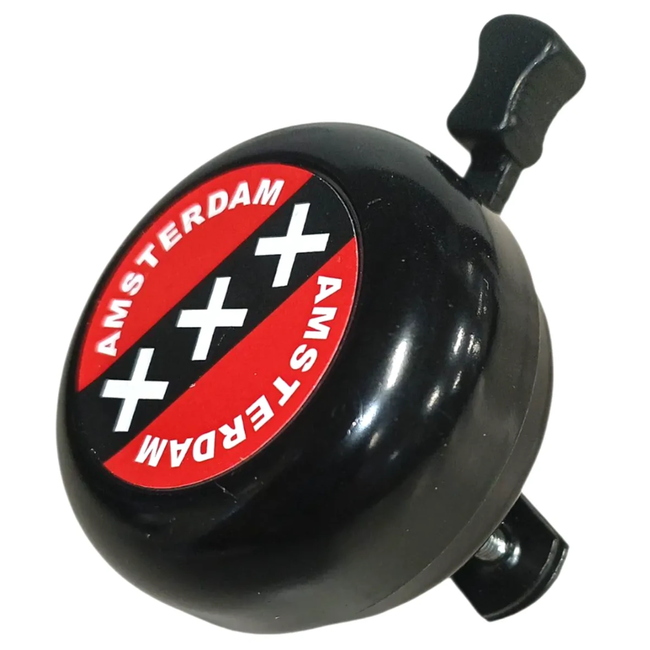 Falkx Amsterdam fietsbel - 50 mm - zwart/rood - duurzaam ontwerp - eenvoudig te monteren